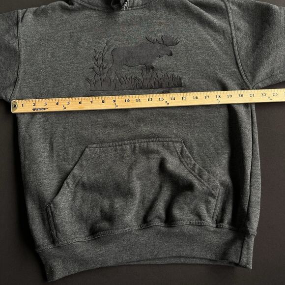 Canada Unisex Hooded Sweatshirt Medium Gray Moose Velvet Logo Vacation Hoodie - Picture 6 of 9